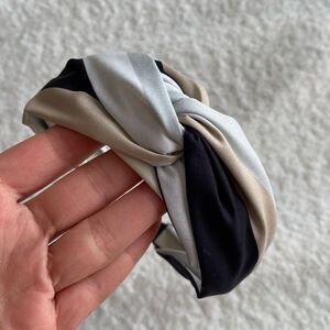 Neutral Twist Knot Headband - Black, Gray & Tan